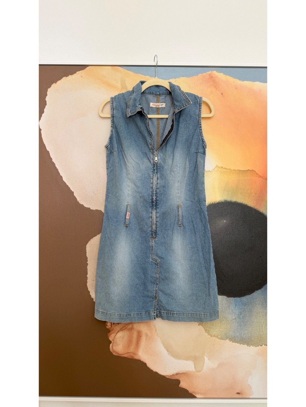 Miss Sixty Light Blue Denim Sleeveless Dress with Front Zipper